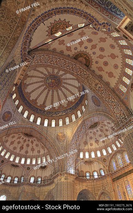 Turkey; Istanbul; Sultanahmet District; Blue Mosque; Interior