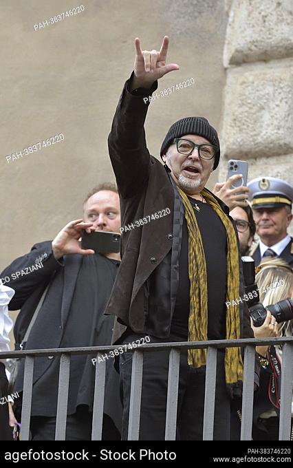 The Italian singer Vasco Rossi receives the Capitoline Wolf from the Mayor of Rome Roberto Gualtieri in recognition of his artistic career and his link with the...