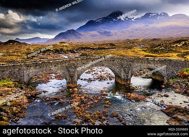 Old road bridge over the River Sligachan, Isle of Skye, Scotland