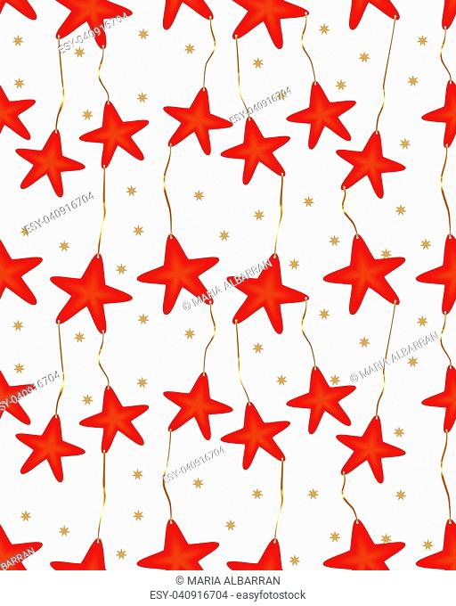 Christmas pattern with pendant stars. Vector illustration