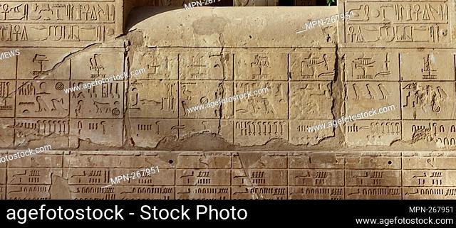 Back of the White Chapel of pharaoh Senusret I, also referred to as the Jubilee Chapel of Senusret I, was built during the Middle Kingdom of Egypt