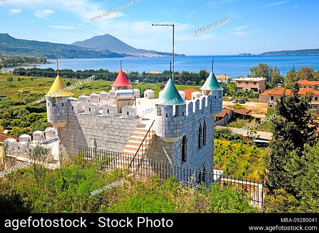 eccentric villa in the style of a castle with sea views on the Peloponnese, Greece