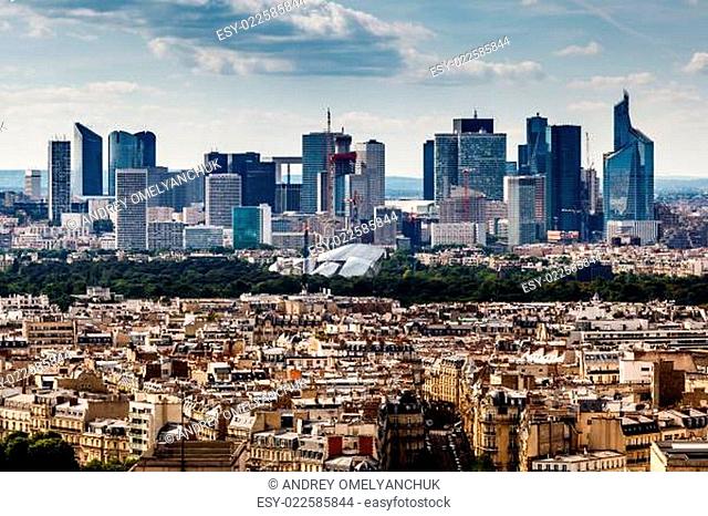 Aerial View on La Defense and its Scyscrapers in Paris, France