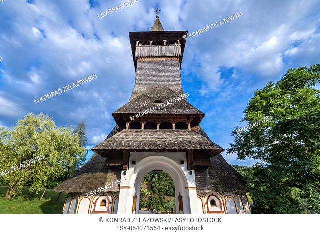 Entrance to monastery in Barsana village, located in Maramures County of Romania