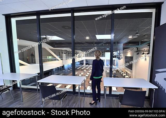06 May 2020, Thuringia, Erfurt: Birgit Keller, President of the State Parliament of Thuringia, visits the park hall of the Steigerwaldstadion