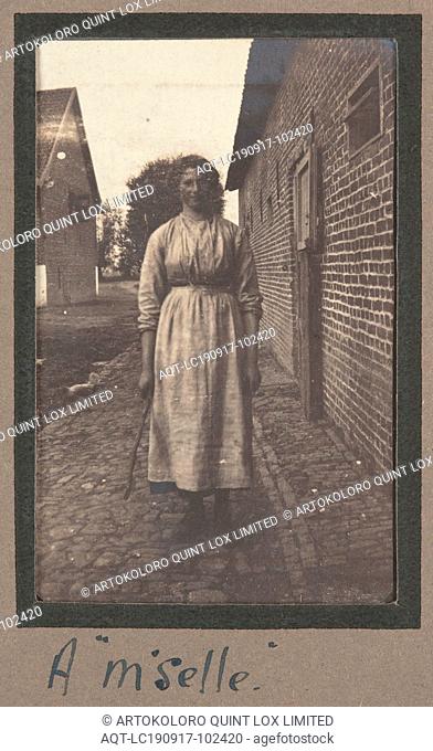 Photograph - French Woman, France, Sergeant John Lord, World War I, 1916-1917, Black and white photograph which depicts a French woman