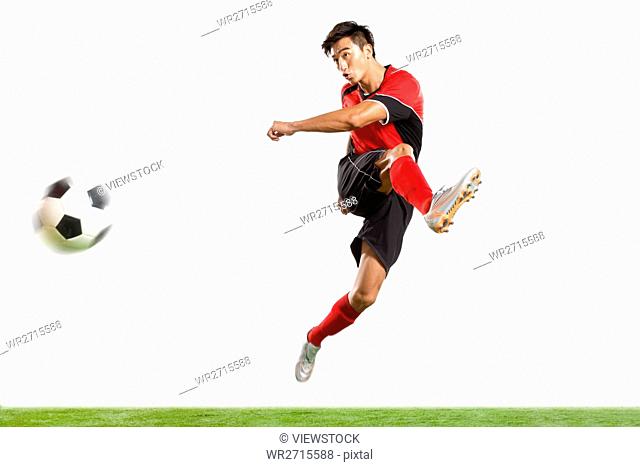 Football player is playing football