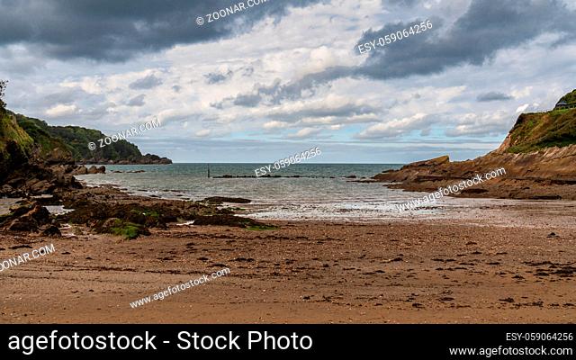 A cloudy day on the Bristol channel coast in Combe Martin, North Devon, England, UK