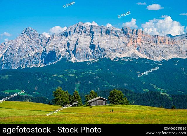 Mountain hut near Peitlerkofel in Antermoia, Val Badia in the Dolomites, one Unesco World Heritage Site