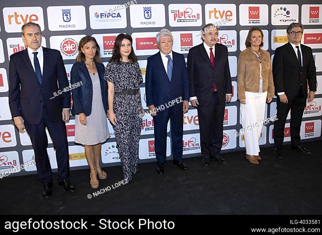 the president of Atletico de Madrid, Enrique Cerezo and Andrea Levy attends to 10th edition of the Platinum Ibero-American Film and Audiovisual Awards at the...