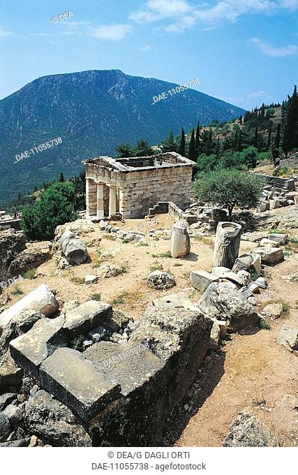 Greece - Central Greece - Delphi. Temple of Apollo. Athenian Treasury (490-485 b.C.)