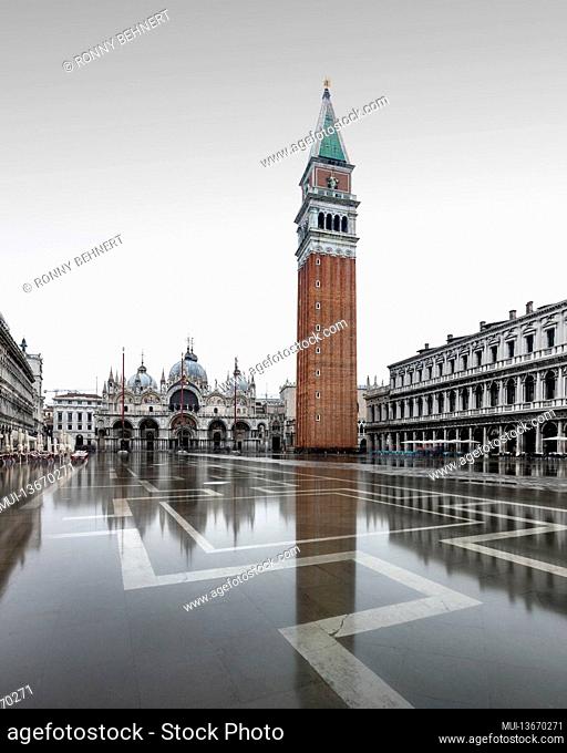 In the cooler winter months, the famous flood, also known as Aqua Alta, regularly floods St. Mark's Square in Venice and provides beautiful reflections of the...