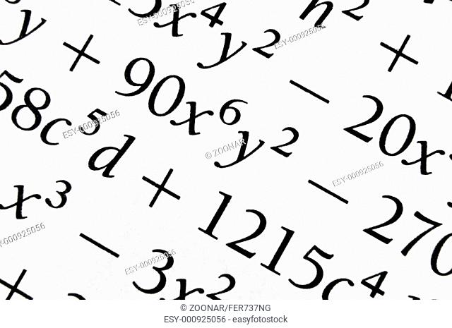 Algebra formulas close up