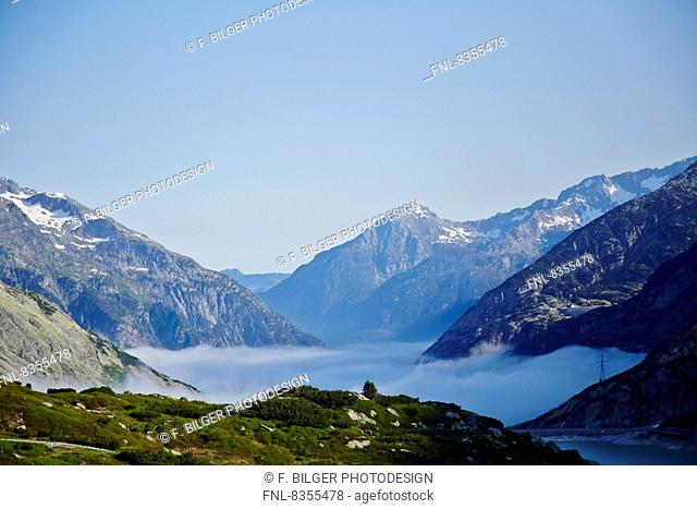 Morning fog in the mountains, Grimsel, Bernese Oberland, Switzerland