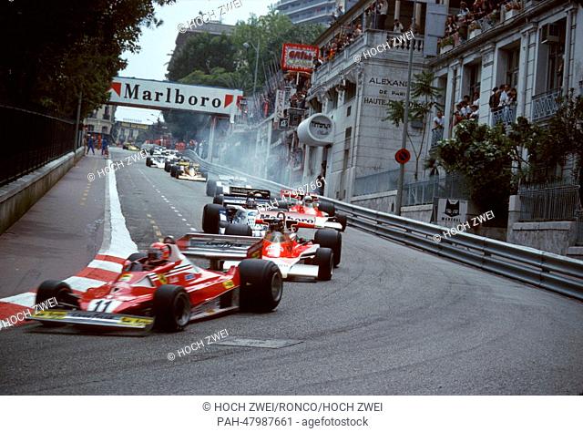 Formula 1, Grand Prix Monaco 1977, Monte Carlo, 25.05.1977 Launch Niki Lauda, Ferrari 312T2 James Hunt, McLaren Ford M23 Patrick Depailler