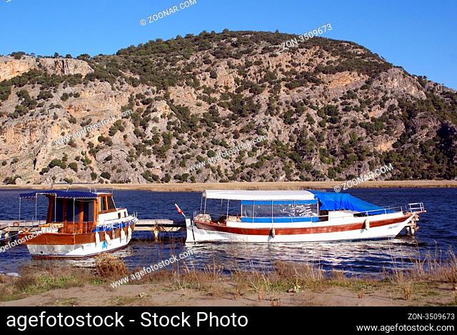 boat on the beach Iztuzu near Dalyan, Turkey