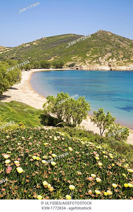 europe, greece, dodecanese, patmos island, livadi beach
