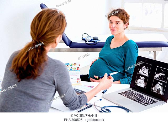 Pregnant woman in consultation with a gynecologist