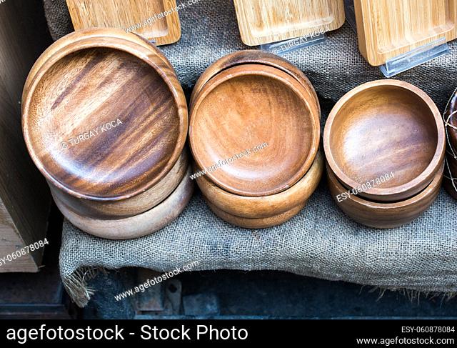 wooden empty bowls used for food eating