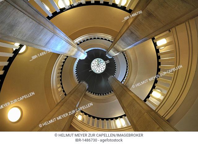 Staircase with dome as seen the bottom, Schweriner Schloss castle, built from 1845 to 1857, romantic historicism, Lennéstrasse 1, Schwerin
