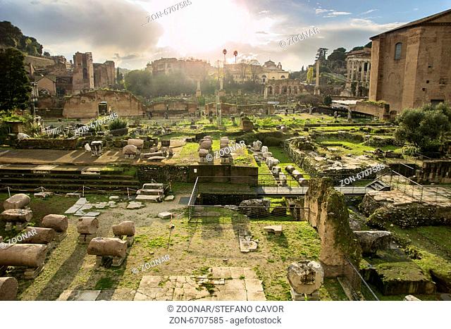 Fori Imperiali, famous ancient roman ruins in Rome, Italy