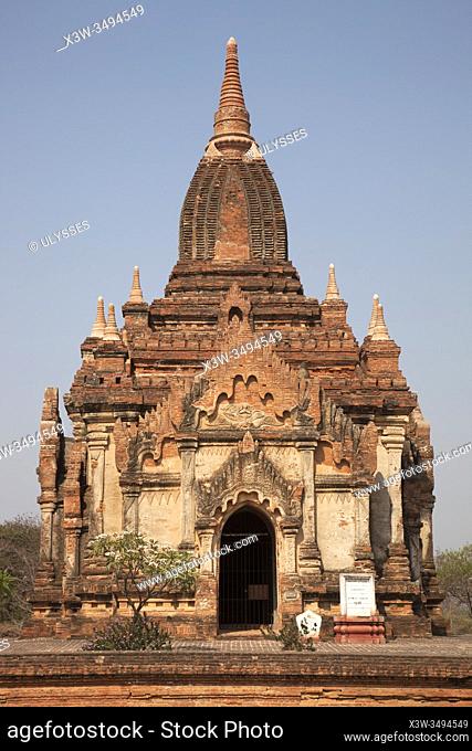 A temple, Old Bagan and Nyaung U village area, Mandalay region, Myanmar, Asia