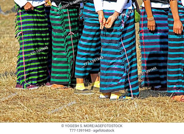 Tangsa tribes, women performing dance at Namdapha Eco Cultural Festival, Miao, Arunachal Pradesh, India