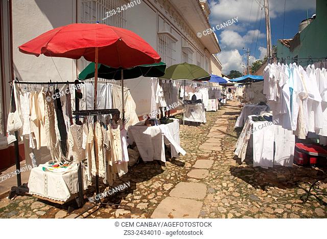 Art and Craft market near the main square Plaza Mayor, Trinidad, Sancti Spiritu Province, Cuba, West Indies, Central America