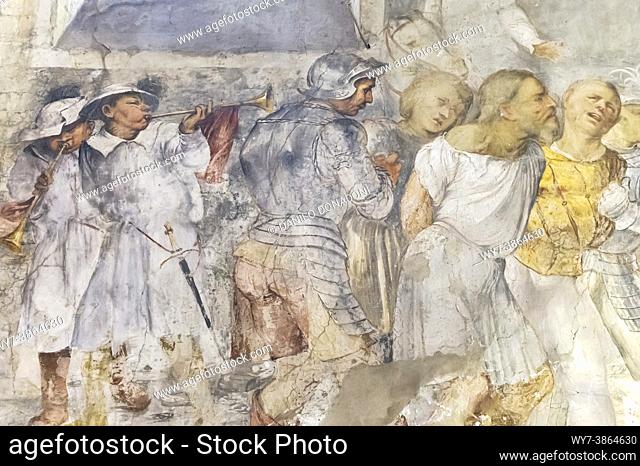 st. antoni church: frescoes by romanino, breno, italy