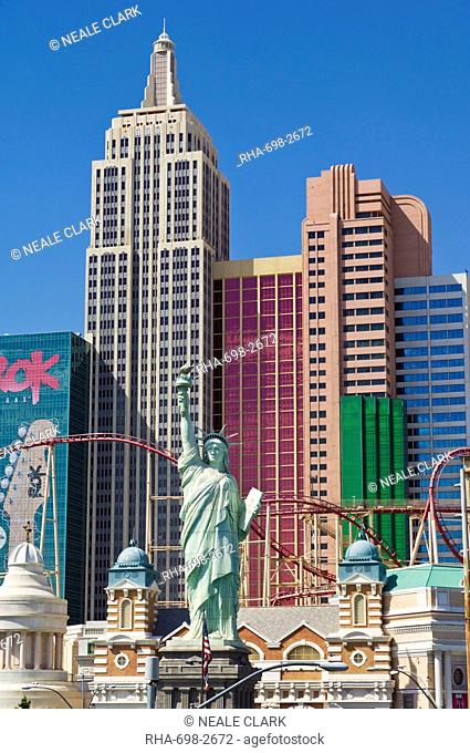 New York-New York hotel with roller coaster, The Strip, Las Vegas Boulevard South, Las Vegas, Nevada, United States of America, North America