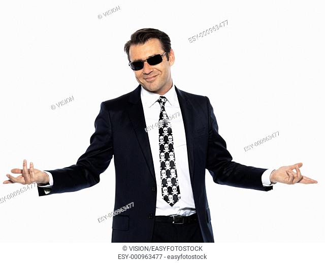 man criminal expressive pirate caucasian in studio isolated on white background