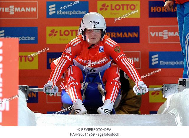 Russian lugers Andrey Bogdanov and Andrey Medvedev in action during the Viessmann World Cup in Koenigssee, Germany, 5 January 2013