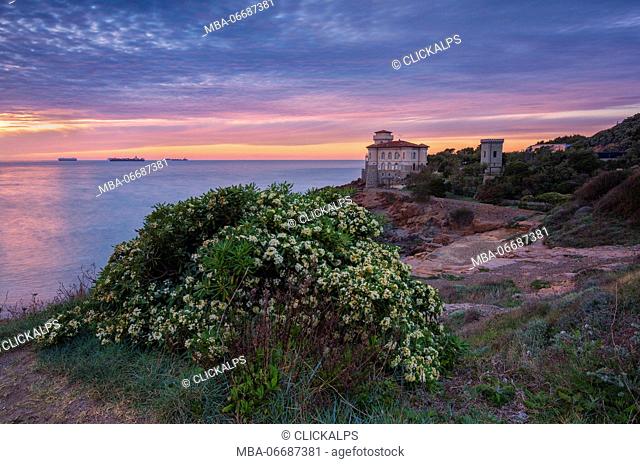 Europe, Italy, Boccale castle at Sunset, province of Livorno, Tuscany