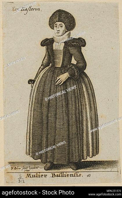 Woman of Basel - 1644 - Wenceslaus Hollar Czech, 1607-1677 - Artist: Wenceslaus Hollar, Origin: Bohemia, Date: 1644, Medium: Etching on gray Asian paper