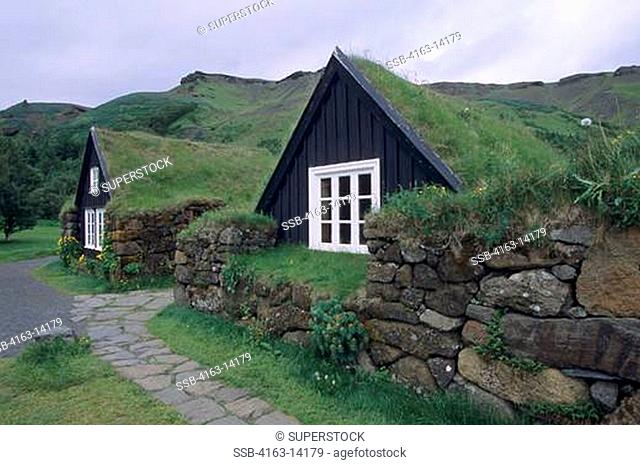 ICELAND, SOUTH COAST, SKOGAR VILLAGE, MUSEUM, OLD HOUSE FROM 1765