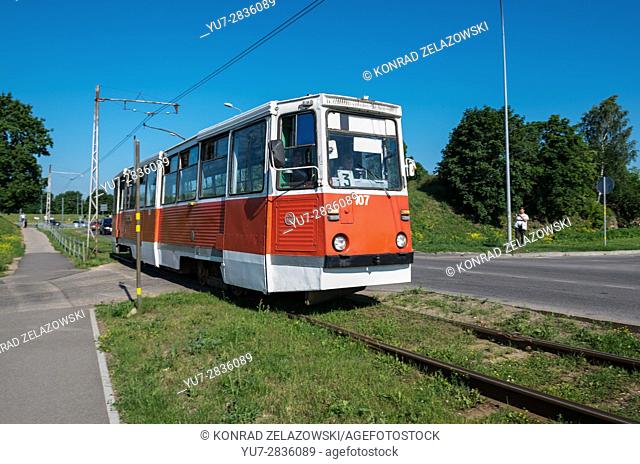 Old KTM-5 tramway in Daugavpils city, Latvia