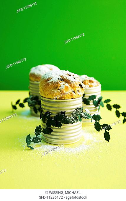 Mini stollens baked in tin cans