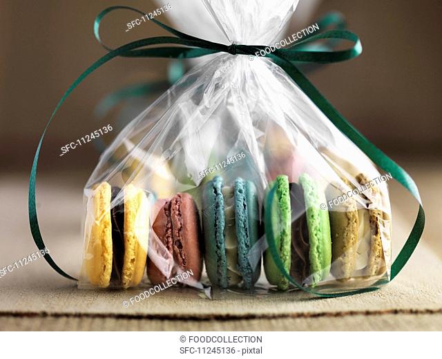 Gluten-free macaroons, packaged as a gift