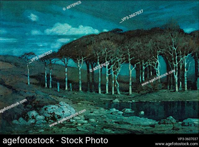 Foweraker Albert Moulton - the Lonely Wood near Penzance Moonlight - British School - 19th Century