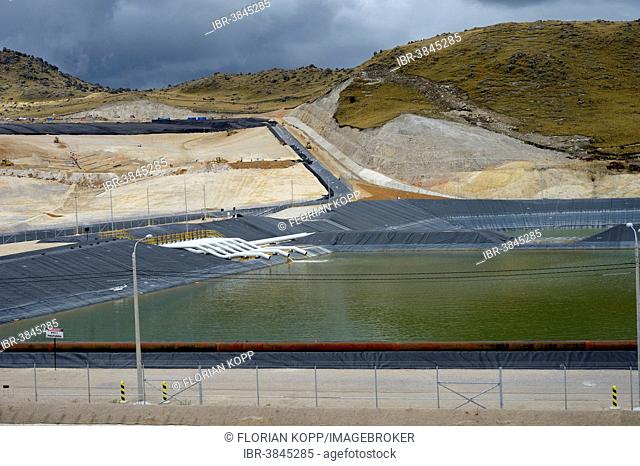 Reservoir for acidic, polluting effluents generated by the mine, Yanacocha Gold Mine, Cajamarca, Cajamarca region, Peru