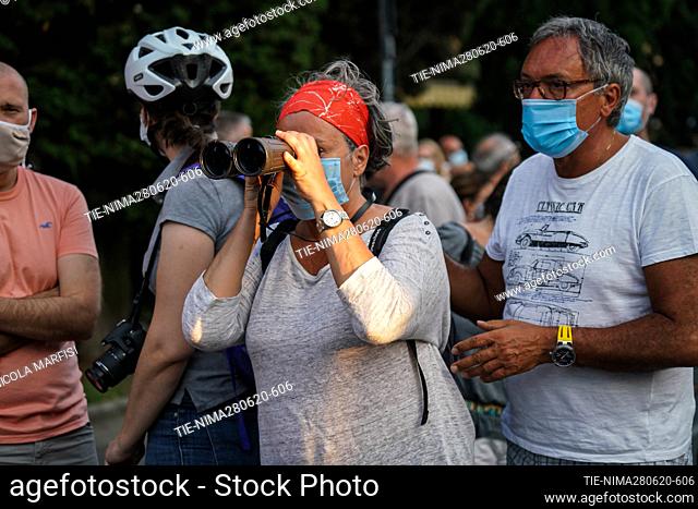 Citizens during the concert for the victims of Covid-19 at the monumental cemetery in Bergamo , ITALY-28-06-2020