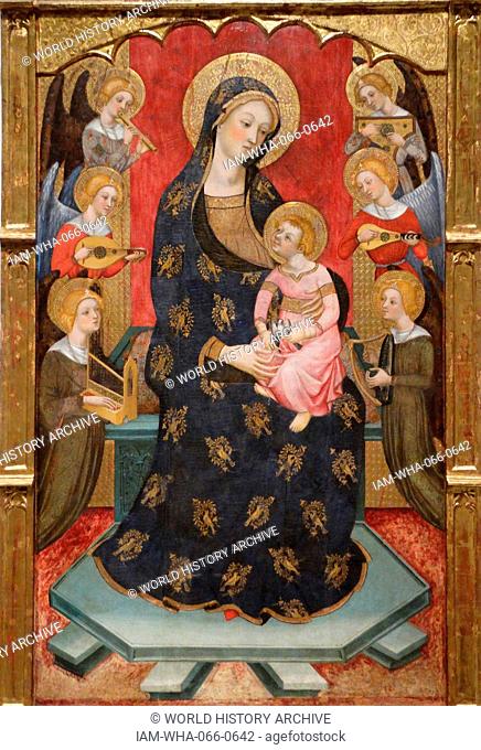 Lady of Angels by Pere Serra (active 1357-1406) Gothic-Italian style painter. Dated 14th Century