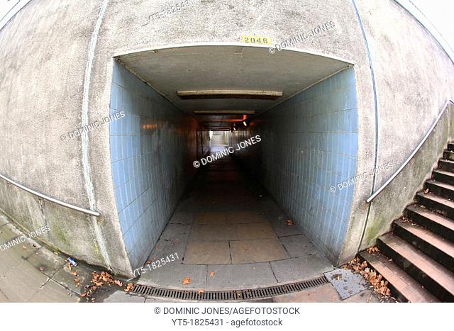 An urban pedestrian subway or underpass, Kidderminster, Worcestershire, England, Europe