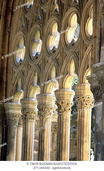 Detail of the cloister in 'La Seu Vella' (the old cathedral). Lleida. Catalonia. Spain