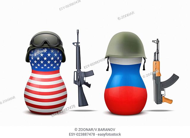 Russian and USA military dolls