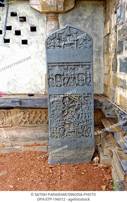 War and peace carved on rock, someshwar temple, haveri, karnataka, india, asia