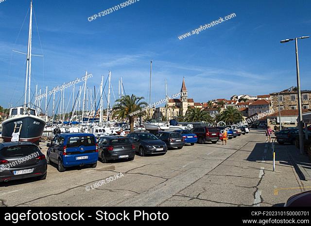 Milna city, ACI Marina Milna, Our Lady of Annunciation church, sea, recreation, holidays, island of Brac, Dalmatia, Croatia, September 13, 2023