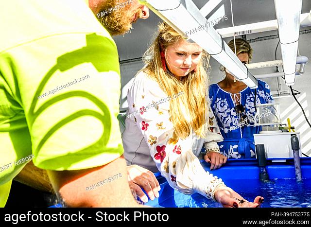 Queen Maxima and Princess Amalia of The Netherlands at the RAAK PRO Diadema project in Fort Bay, on February 09, 2023, the project aims to restore the...