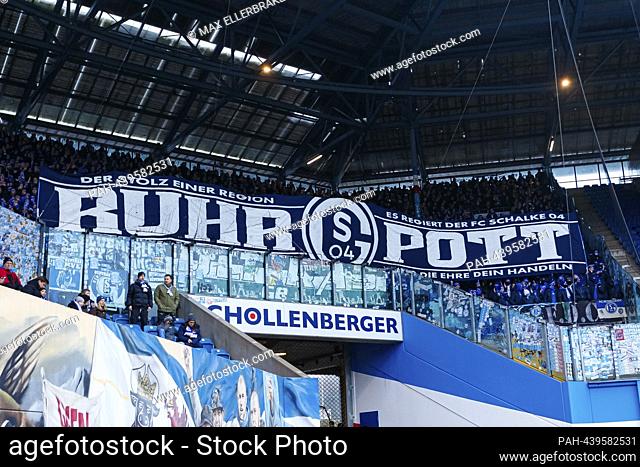 firo: 10.12.2023, soccer, football, 1st league, 1st Bundesliga, season 2023/2024, FC Hansa Rostock - FC Schalke 04 ""The pride of a region - Schalke 04 rules""...