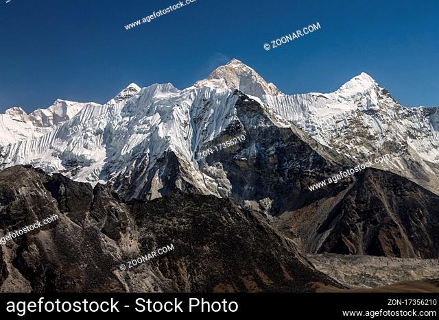 View from Chukhung Ri (5550m) ? a trekking peak located in the Imja Khola valley?s upper part. Imja Tse (Island Peak, 6189m) ? the popular 6000-metres-plus peak...